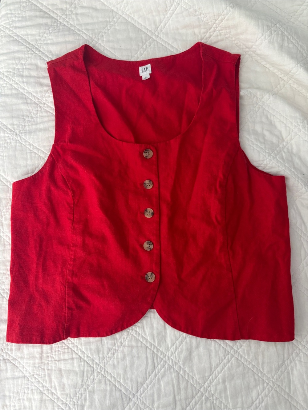Red linen blend Gap vest